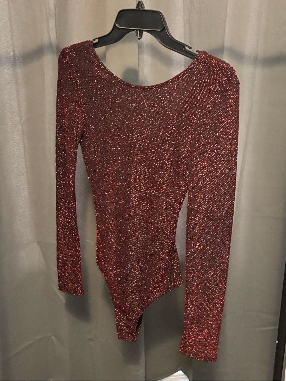 Women's Sparkle Long-Sleeve Bodysuit - Red